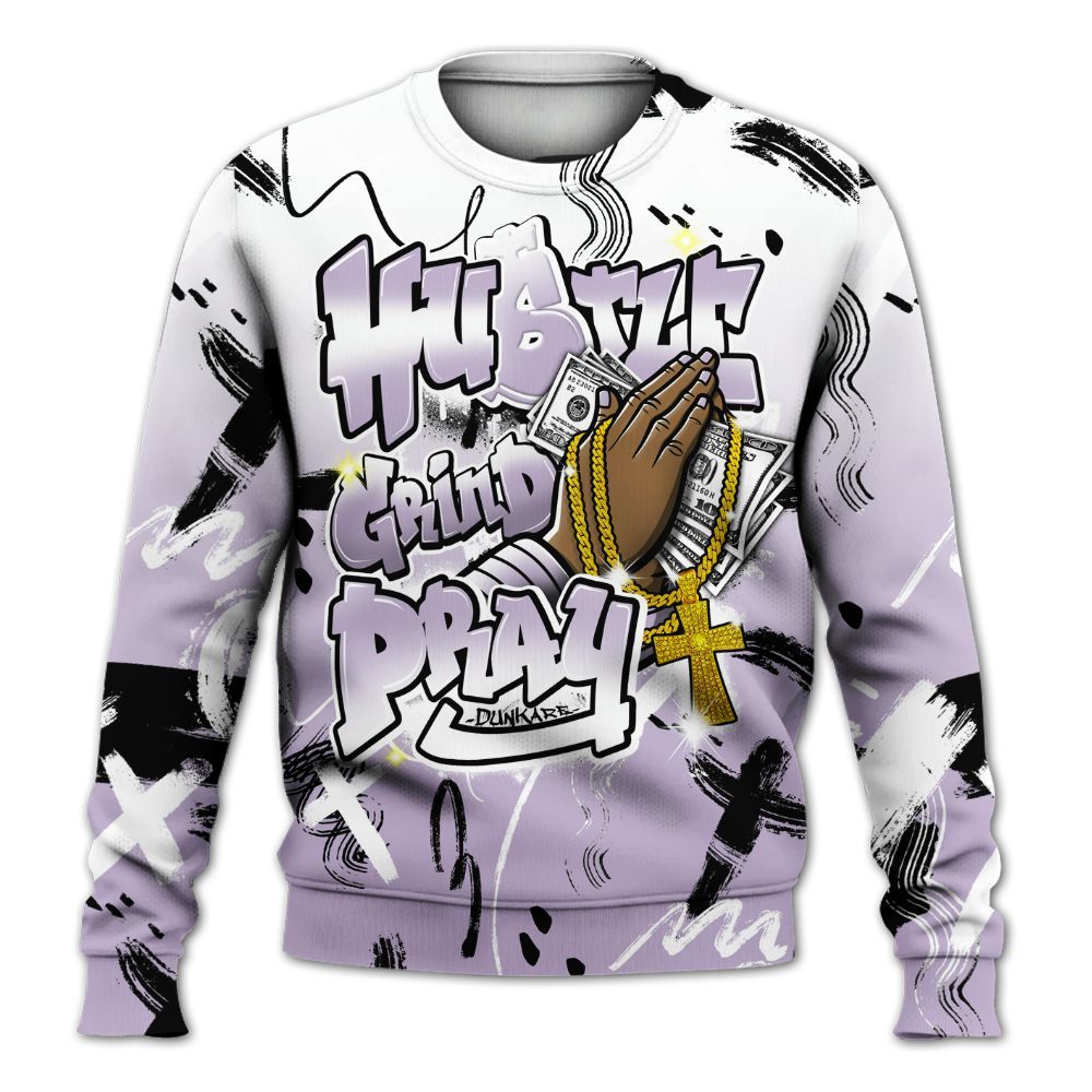 Sweatshirt To Match Low Pure Violet 11s - Money Hustle Grind Pray All Over Print