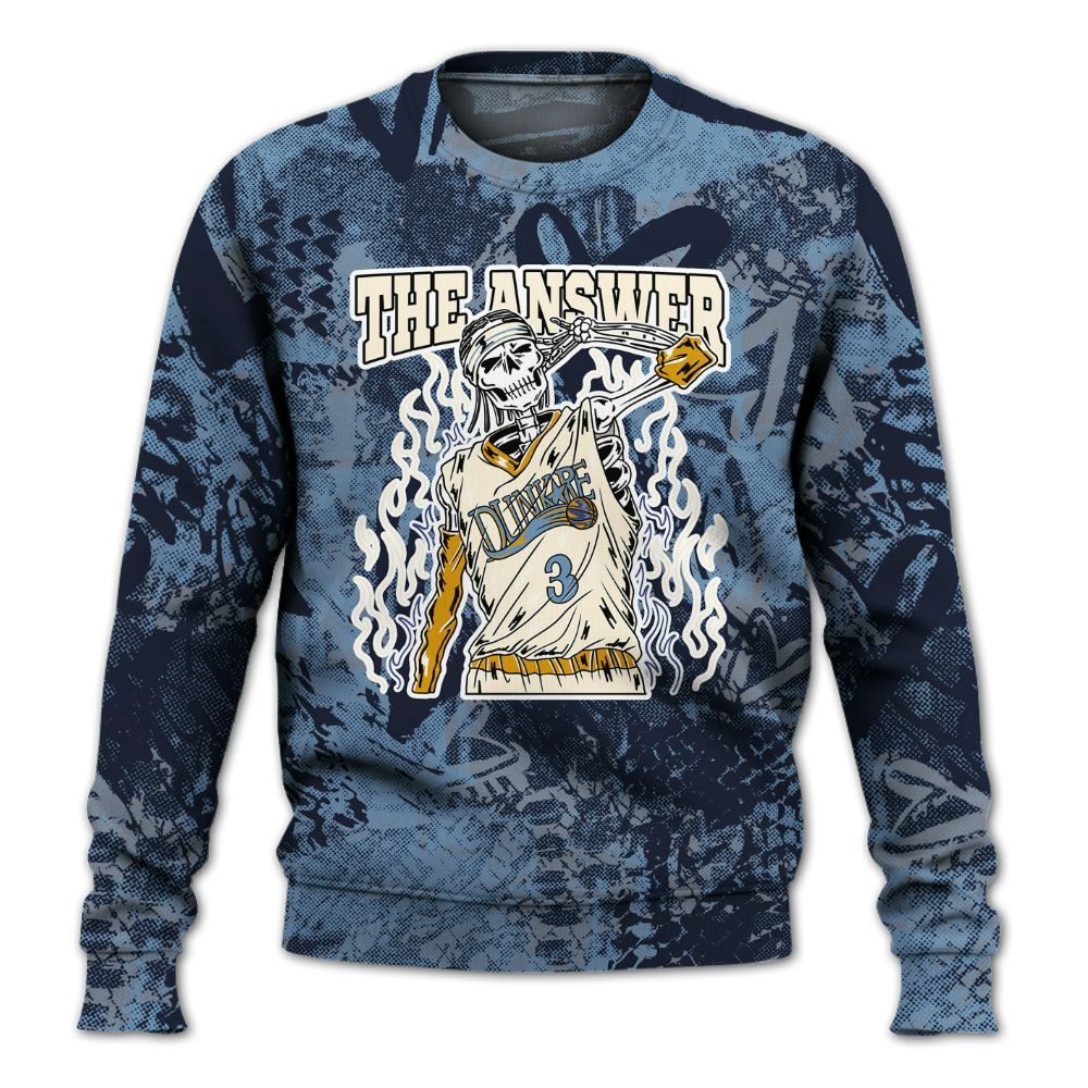 Sweatshirt To Match High OG First In Flight 1s - Allen Answer Skeleton Heart All Over Print