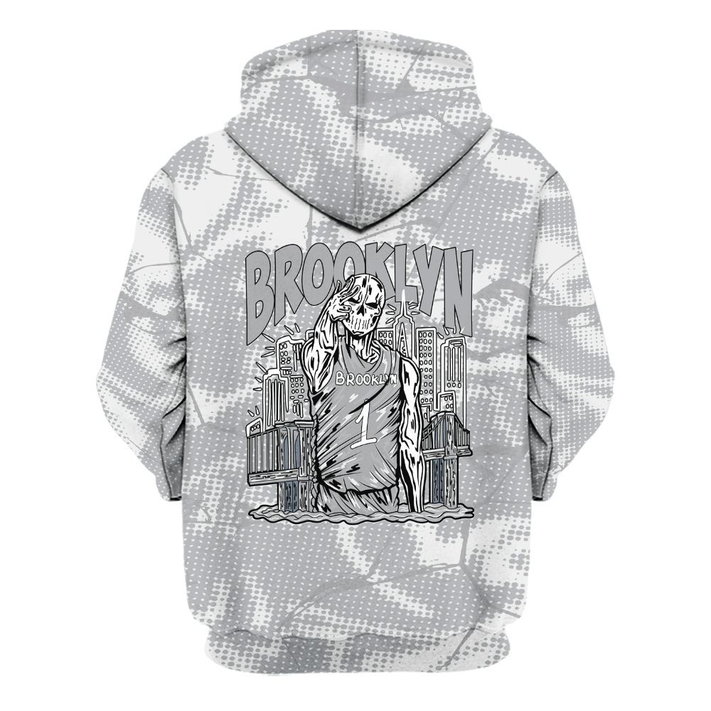 Hoodie To Match Low OG Wolf Grey 1s - Brooklyn's Skeleton Crack All Over Print
