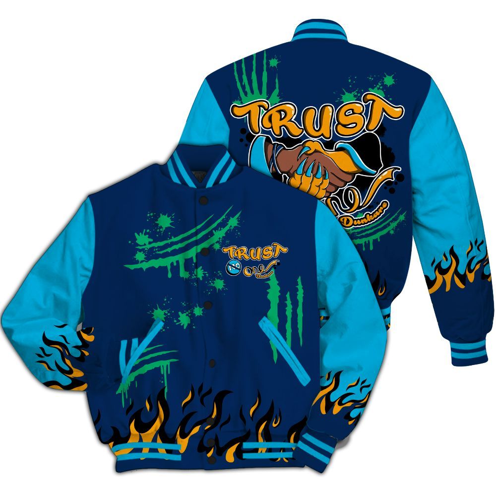 Varsity Jacket To Match Dunk Low GS Electric Algae - Graphic Trust No One All Over Print