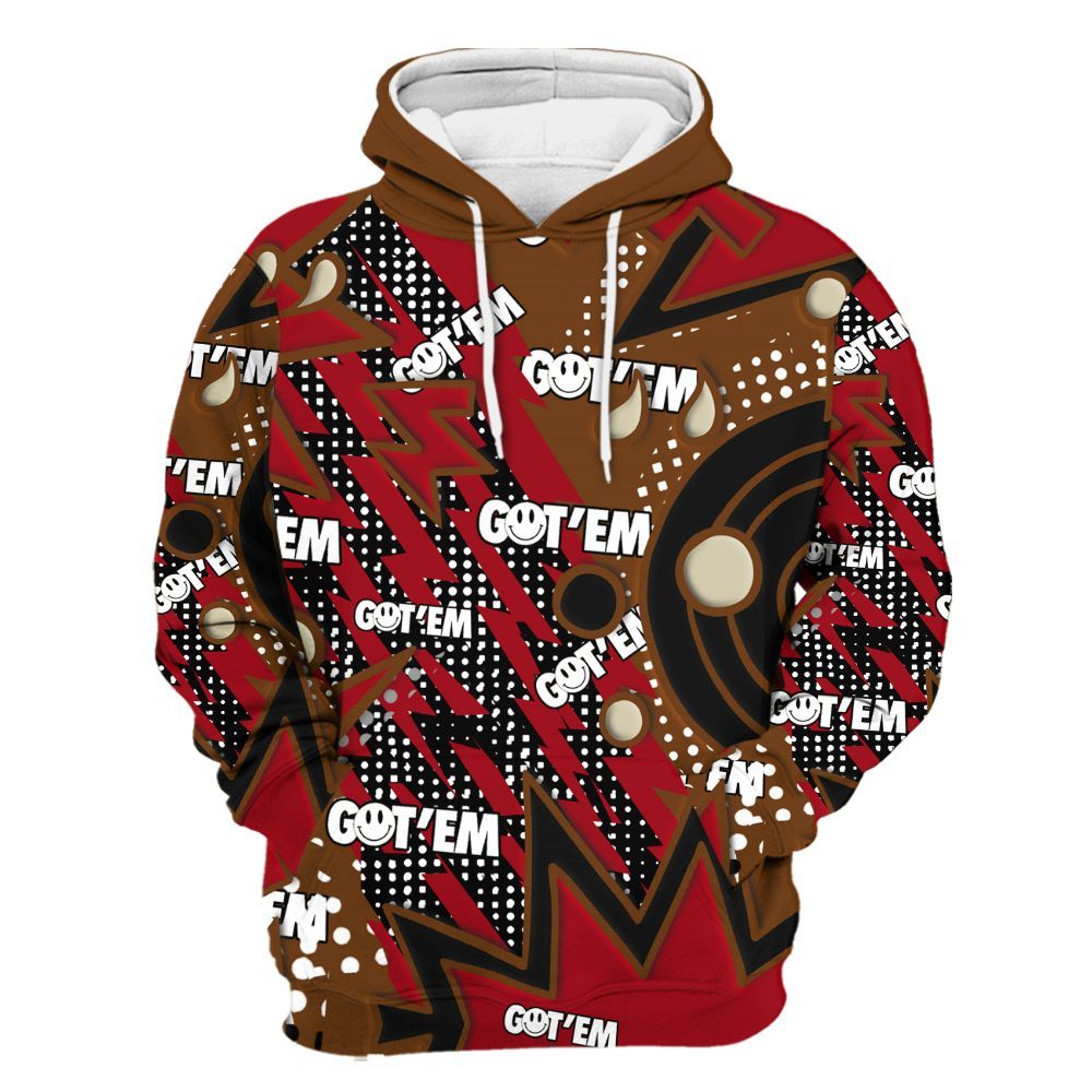 Hoodie To Match Archaeo Brown 5s Varsity Jacket, Retro Vintage 90s All Over Print