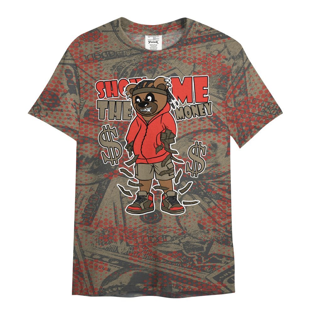 Shirt To Match Olive 9s - Show Me Bear Banknotes Art All Over Print