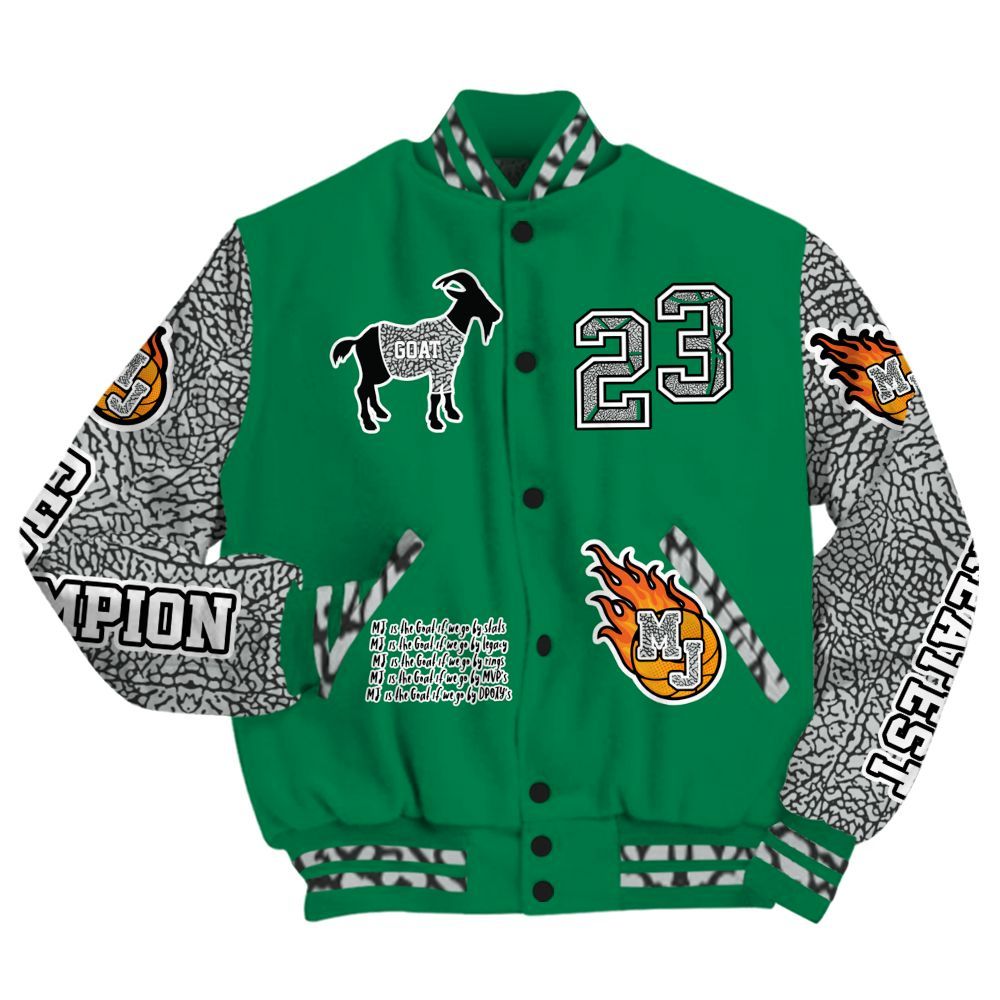 Varsity Jacket To Match Pine Green 3s - 23 G.0.A.T Jump Up Basketball All Over Print
