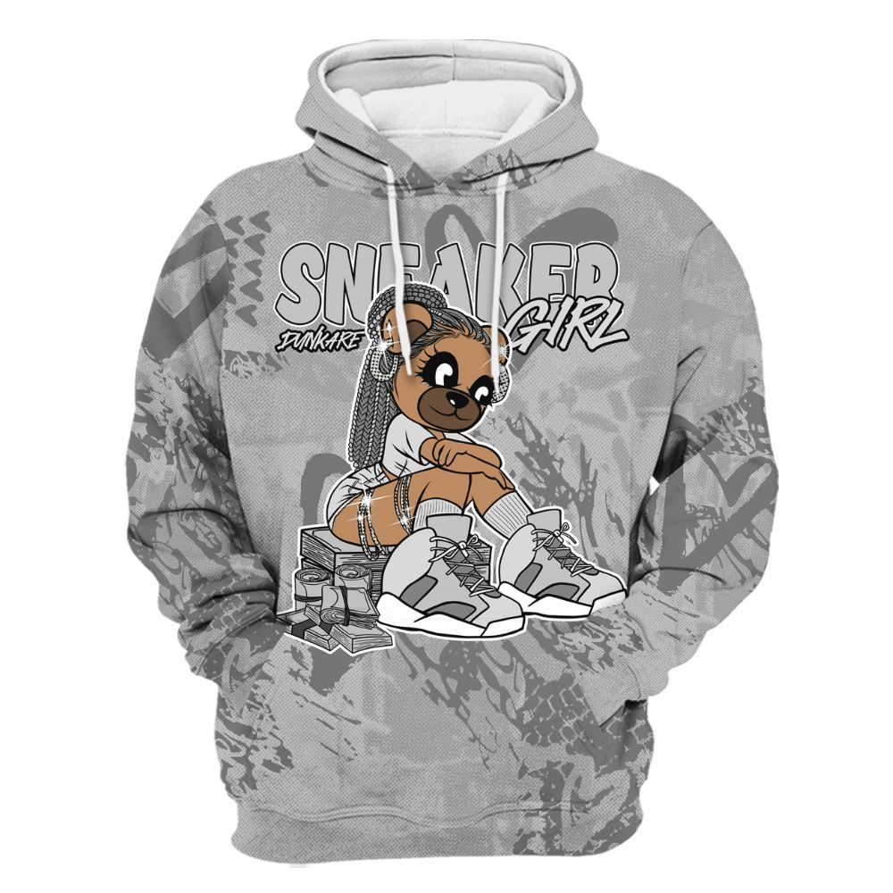 Hoodie To Match Black Wolf Grey 12s - Sneaker Girl Bear Heart Grunge All Over Print