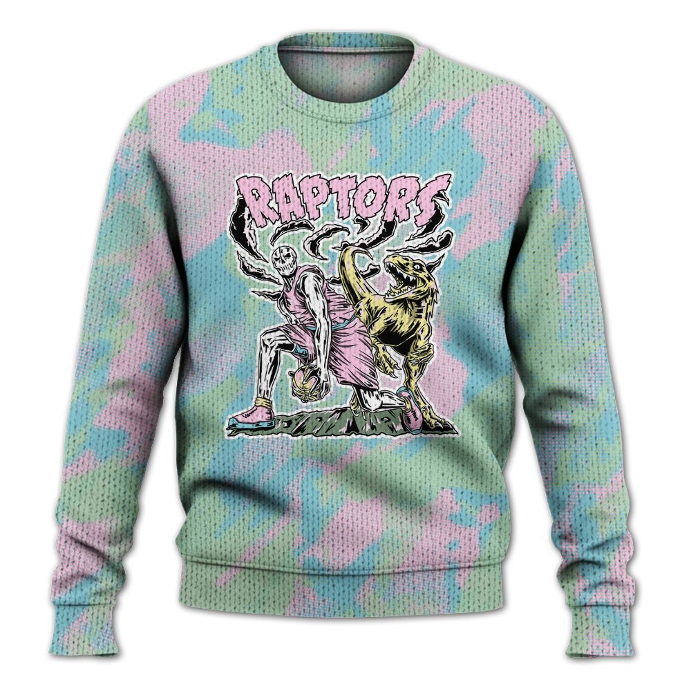 Knitted Sweater To Match SB Dunk Low Visty - Raptors Skeleton Abstract Halftone