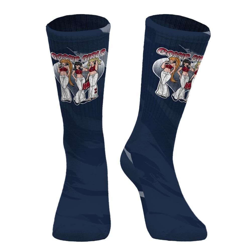Sock To Match White Midnight Navy 6s - Gossip'Girls Colored