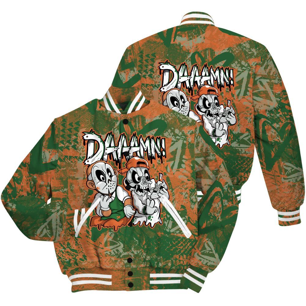 Varsity Jacket To Match Low Miami 5s Shirt - Damn Shoe Graphic Heart Grunge All Over Print