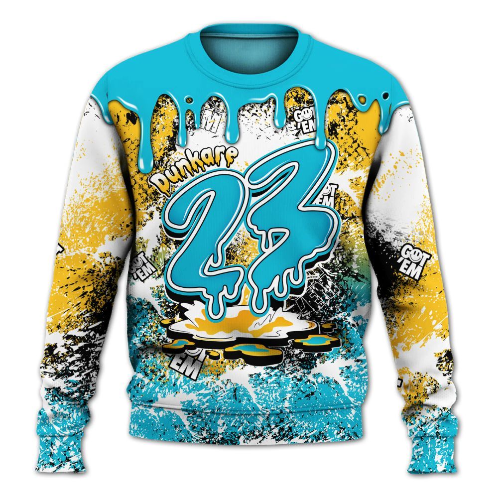Sweatshirt To Match Retro Aqua 5s - Dripping 23 Drip All Over Print