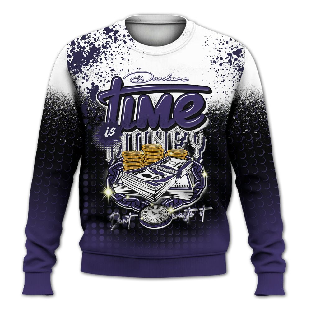 Sweatshirt To Match Retro Court Purple 13s - Halftone Time Is Money All Over Print