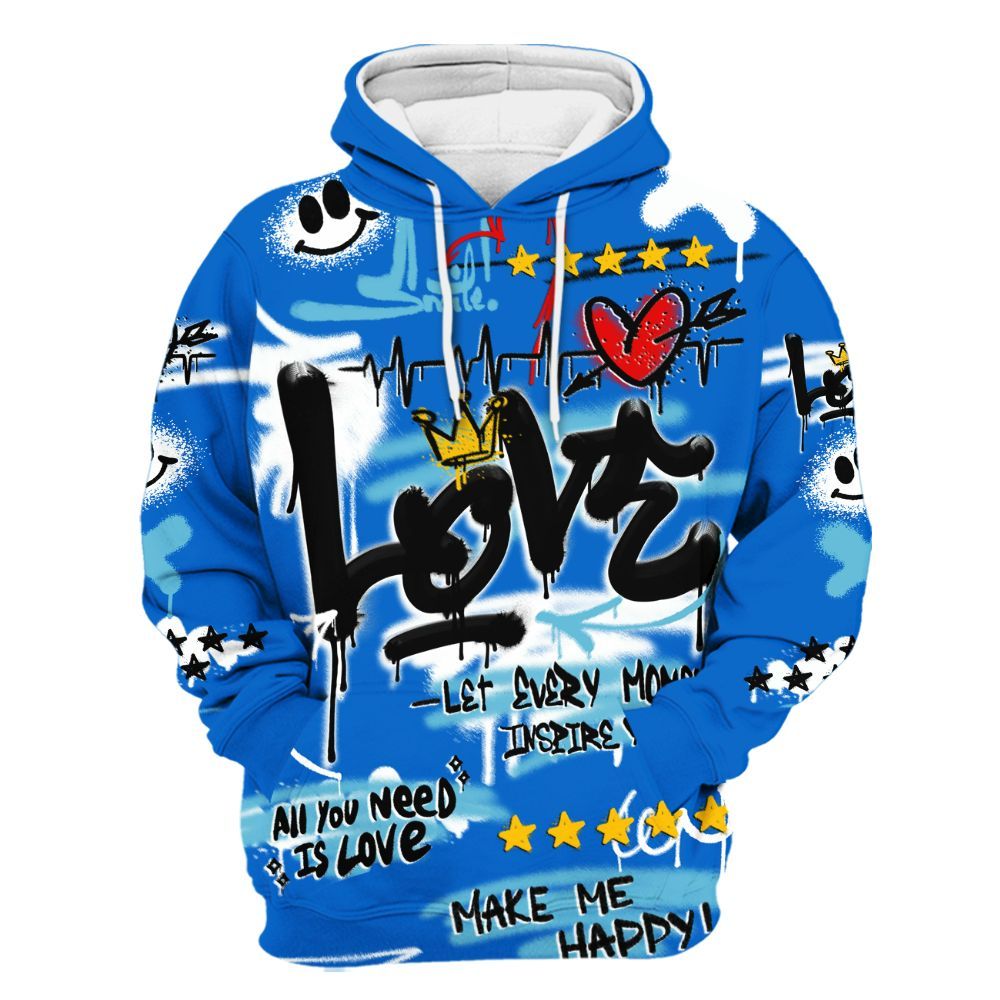 Hoodie To Match Dunk Low Argon - Happy Love Beats Graffiti Streetwear All Over Print