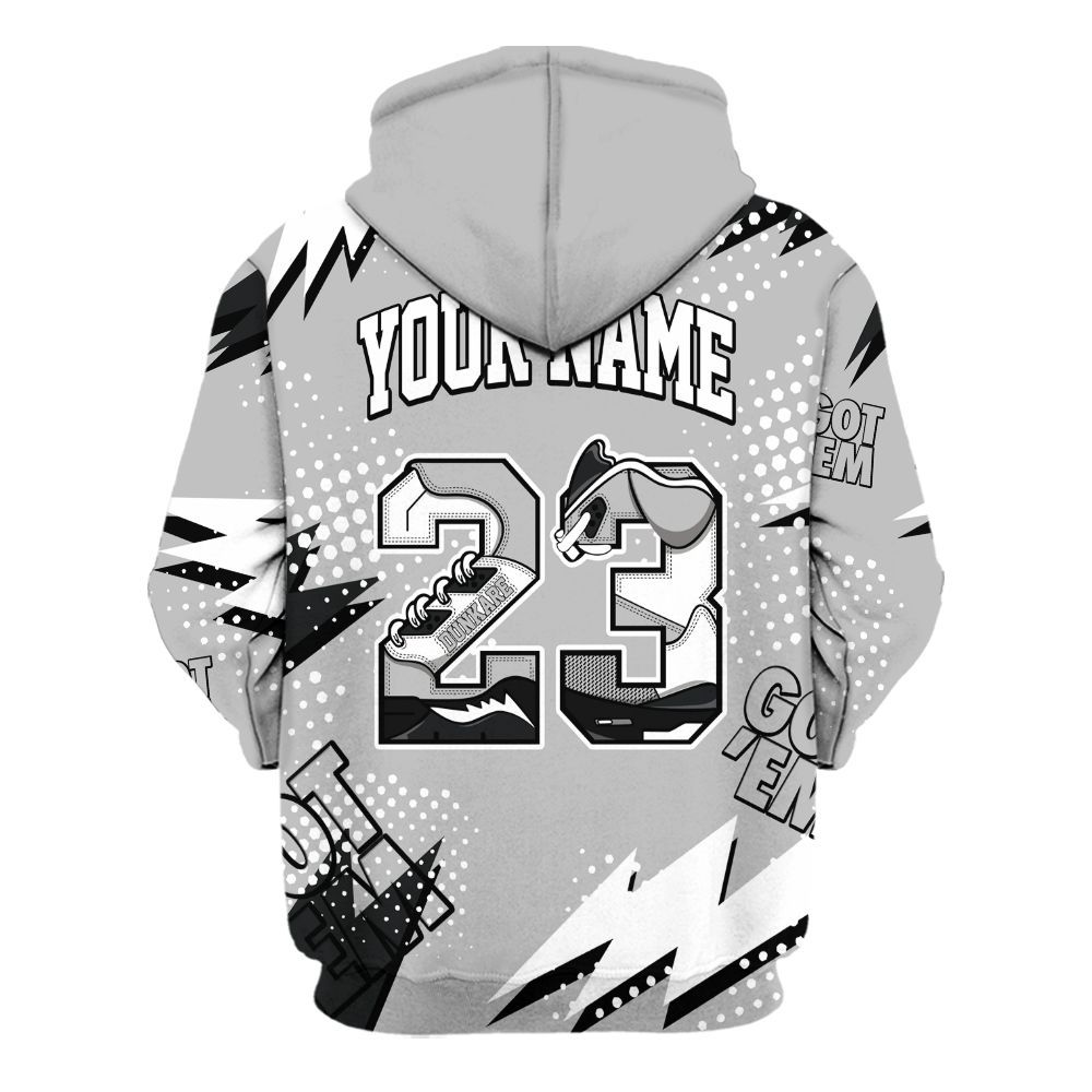 Hoodie To Match Low 85 Metallic Black 1s - Custom Name Number 23 5s All Over Print