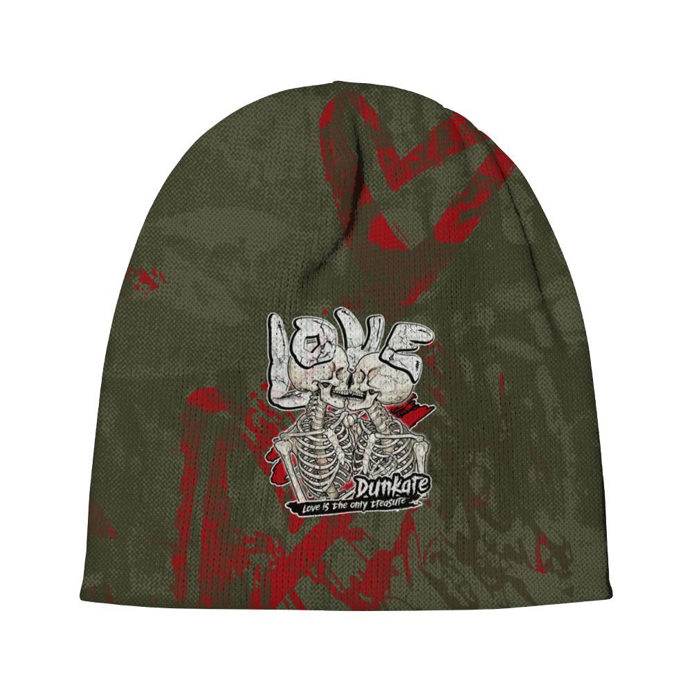 Beanie Hat To Match Low OG Medium Olive 1s - Skull Love Graphic