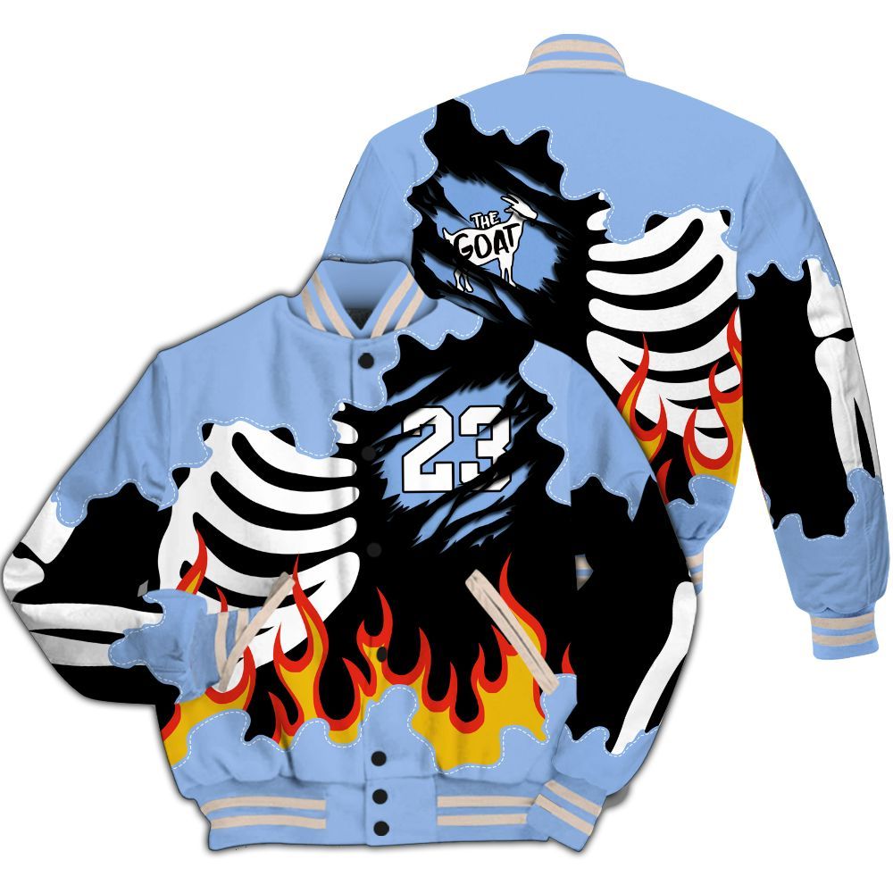 Varsity Jacket To Match Air Max 1 Royal Pulse - Burning Skeleton 23 G.O.A.T All Over Print