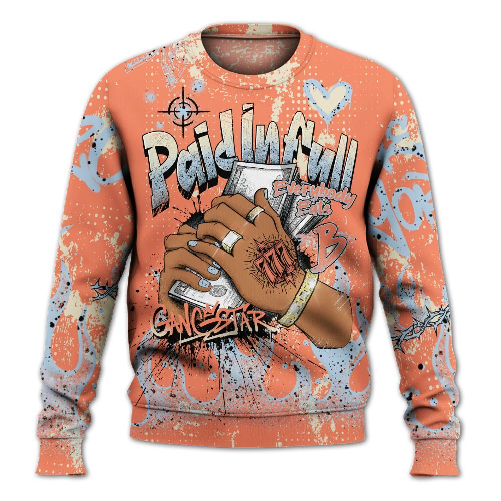 Sweatshirt To Match DJ Khaled Crimson Bliss 5s - Lucky Money Paid In Full Graffiti All Over Print