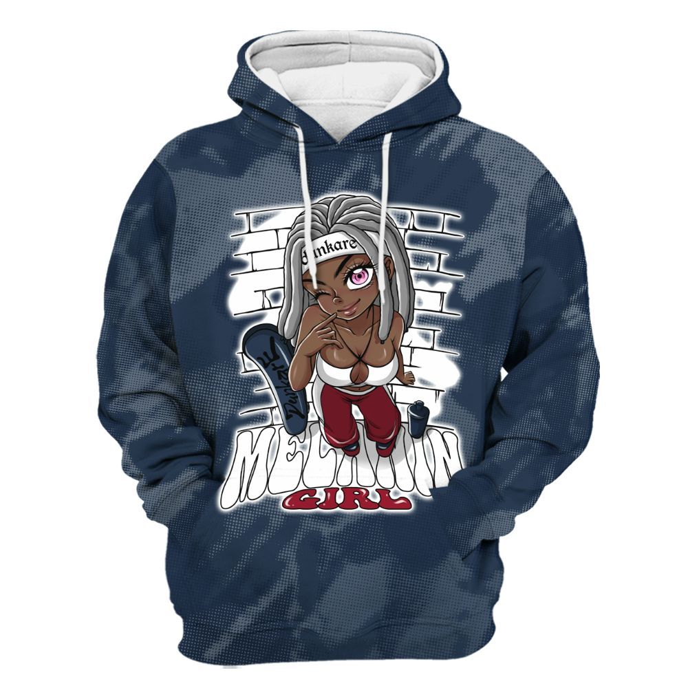 Hoodie To Match White Midnight Navy 6s - MelaninGirl Abstract Halftone All Over Print