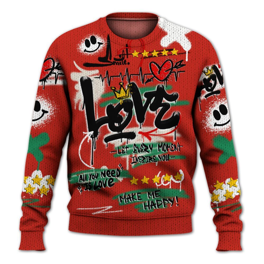 Sweater To Match Retro El Vuelo 3s Shirt, Happy Love Beats Graffiti Streetwear Graphic