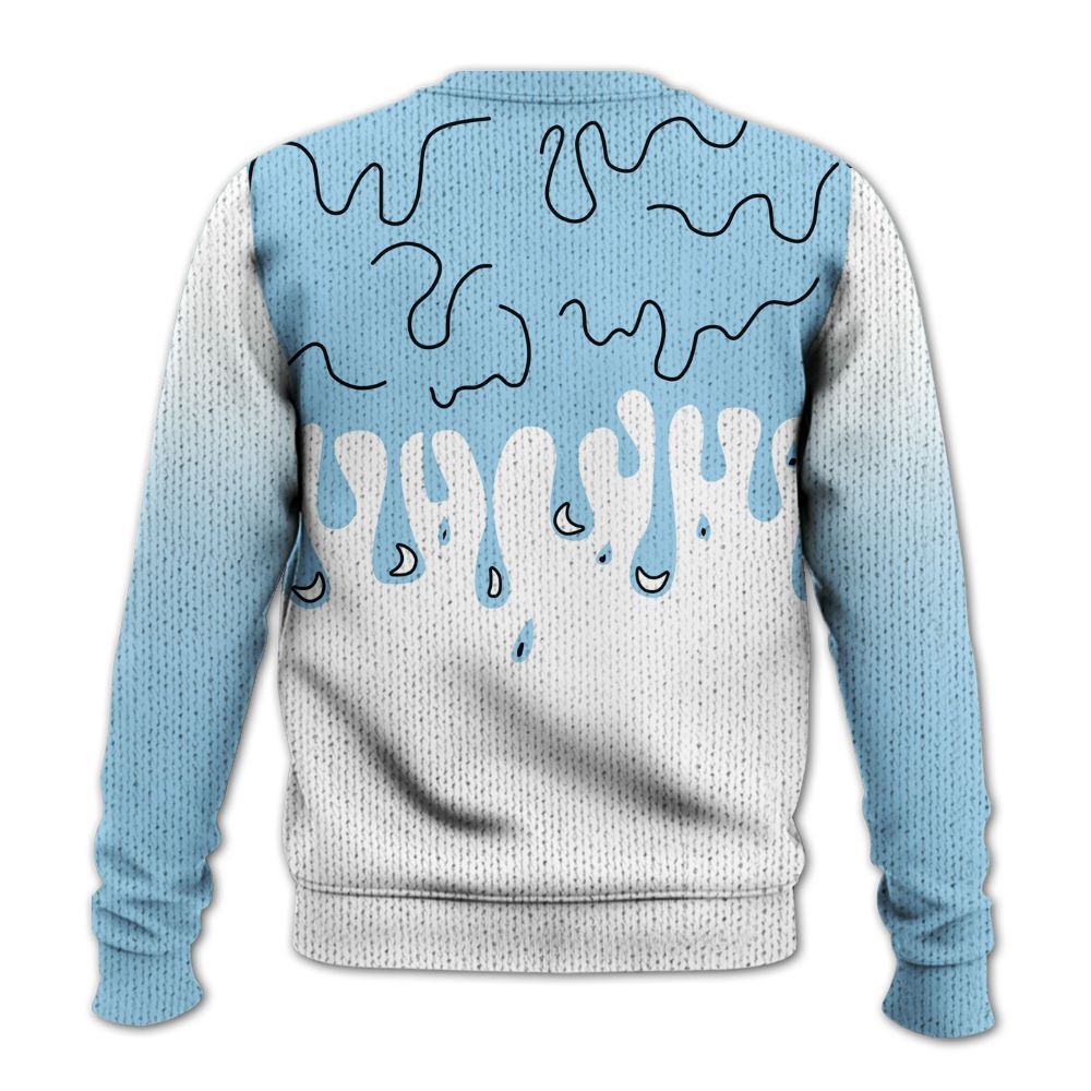 Knitted Sweater To Match Legend Blue 11s - Trust No One Drip Graphic