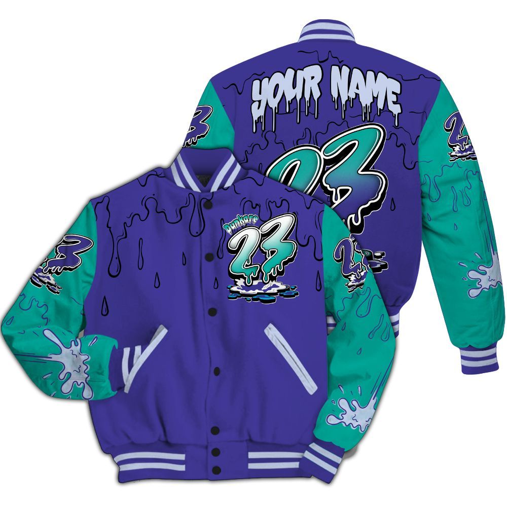 Varsity Jacket To Match Retro Grape 5s - Custom Name 23 Drip Sludges All Over Print