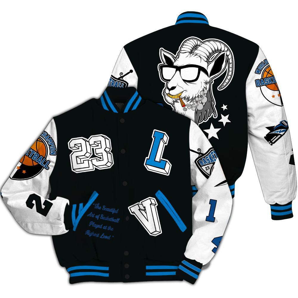Varsity Jacket To Match High OG FragmentxULA White Black 1s - The GOAT Got Em All Over Print