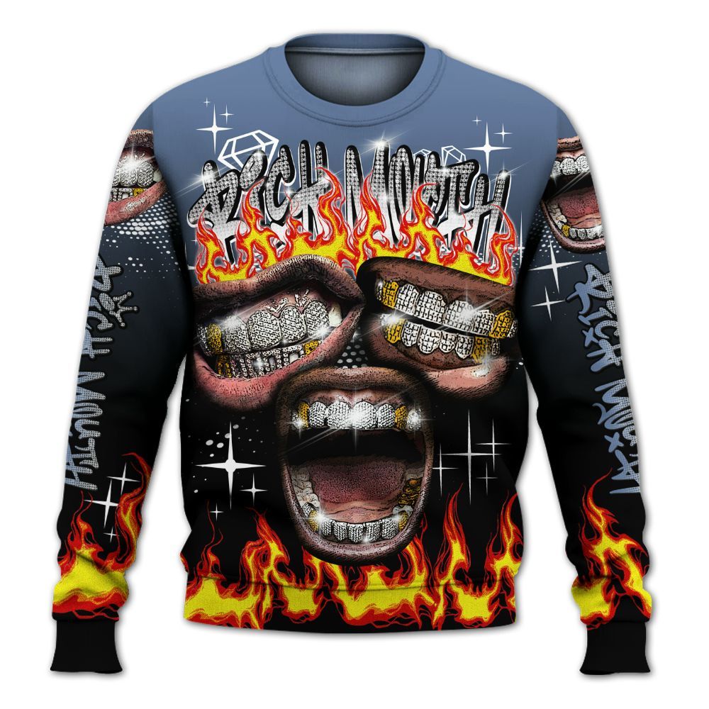 Sweatshirt To Match Mid Space Jam 1s - Rich Mouth Fire Rap Retro 90s All Over Print