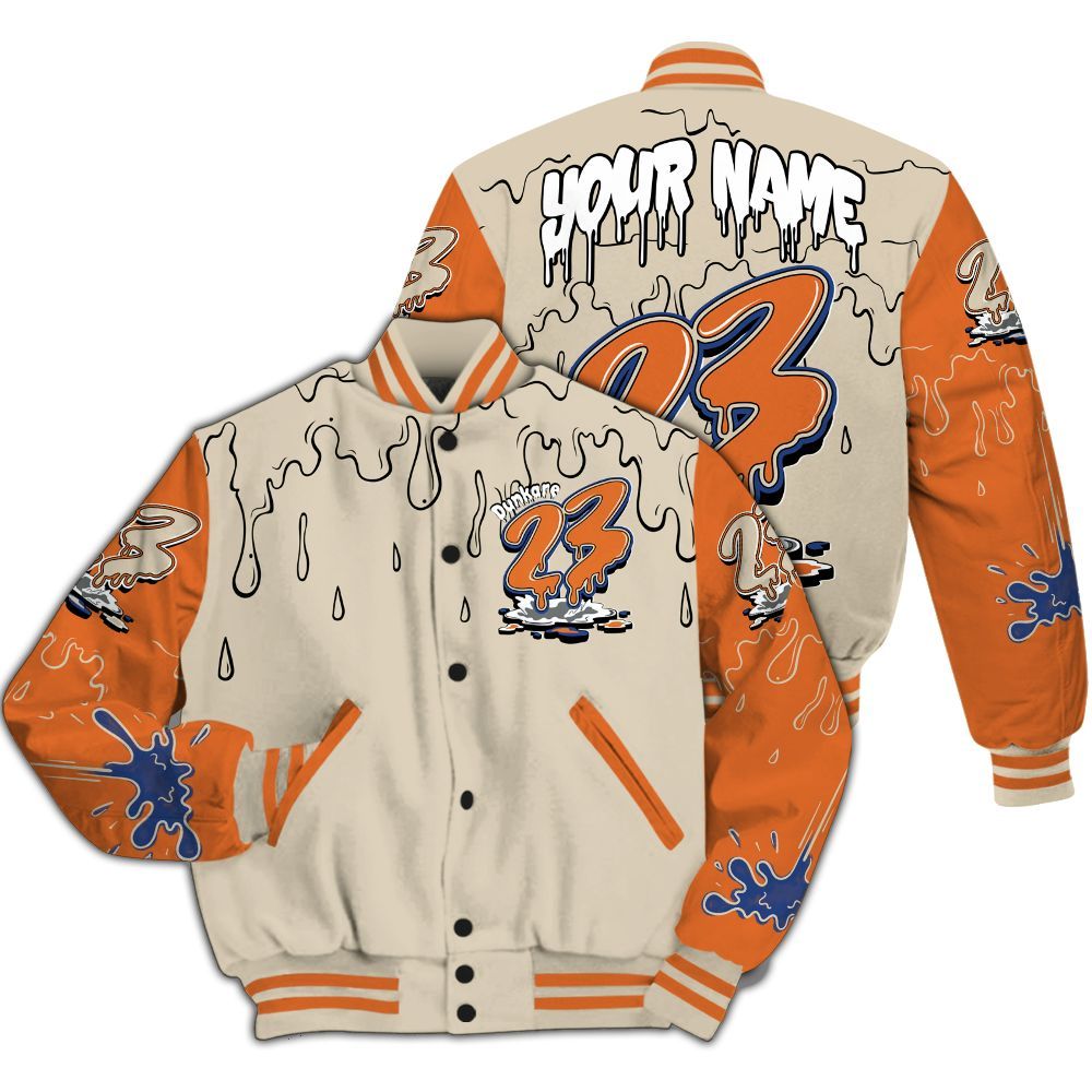 Varsity Jacket To Match Air Max 90 Rattan Birch - Custom Name 23 Drip All Over Print