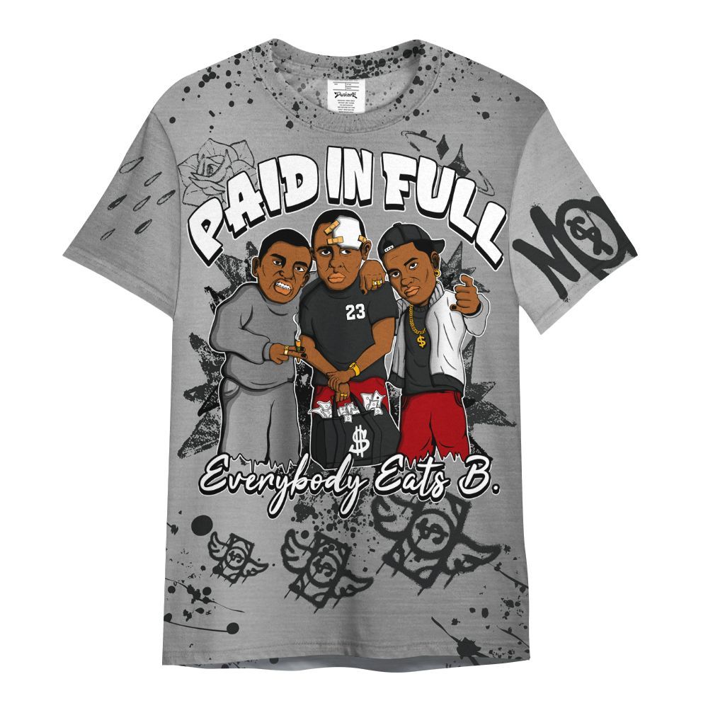 Shirt To Match Metallic Silver 14s - Everybody Paid In Full Crayon All Over Print