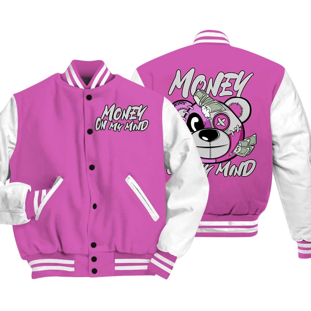 Varsity Jacket To Match Hyper Violet 4s Vasity Jacket - Money On My Mind Bear Vasity Jacket Unisex 2904 NCMD
