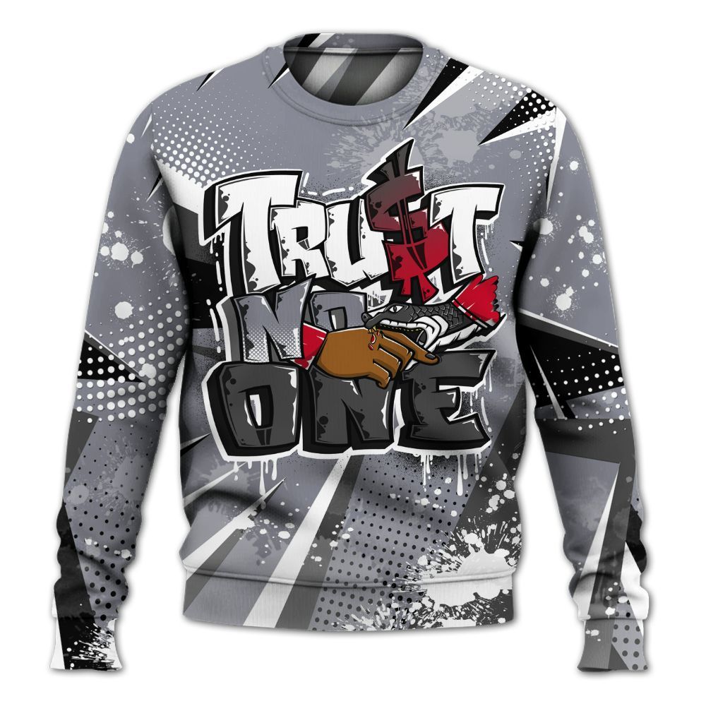 Sweatshirt To Match Retro Black Flint 13s - Poly Trust No One Dripping All Over Print