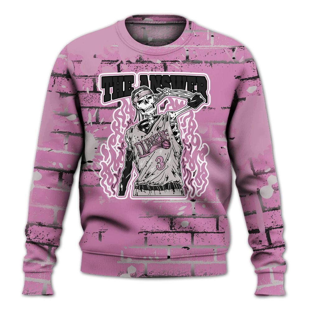 Sweatshirt To Match Neutral Grey Black White Orchid 4s - Allen Answer Skeleton Brick All Over Print