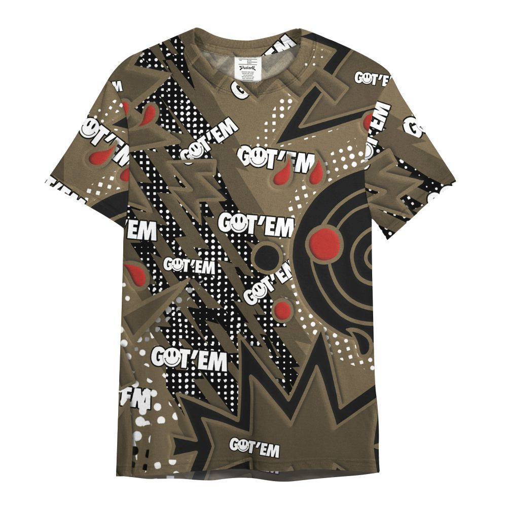 Shirt To Match Olive 9s Varsity Jacket, Retro Vintage 90s All Over Print