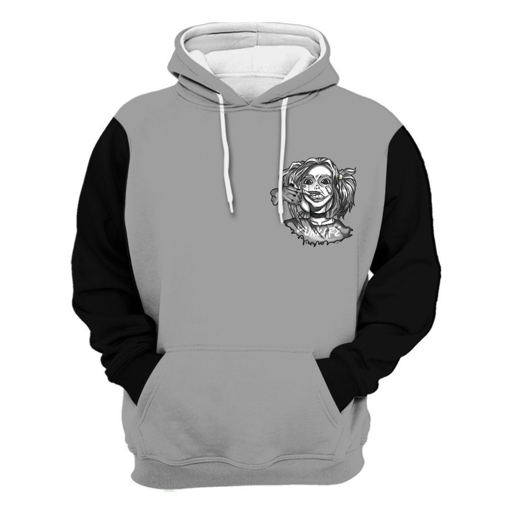 Hoodie To Match Black Wolf Grey 12s Varsity Jacket, Custom Name Bad Girl HAHA All Over Print