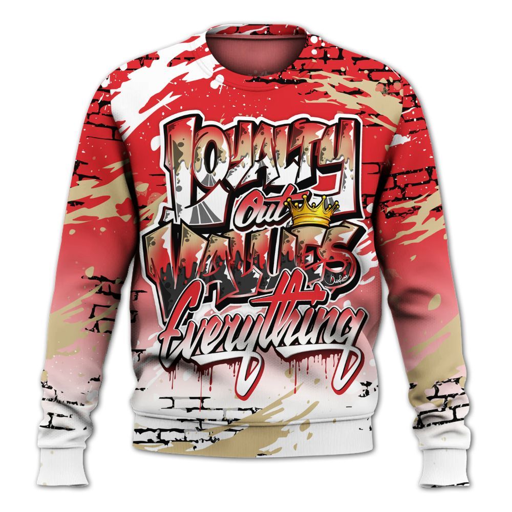 Sweatshirt To Match Prime 93 Fire Red - Values Of Loyalty Drip All Over Print