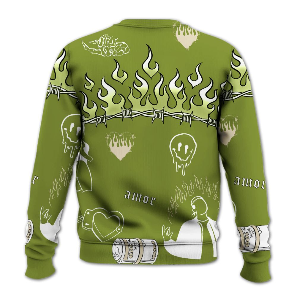 Sweatshirt To Match SB Dunk Low Asparagus - Snake Trust No One All Over Print