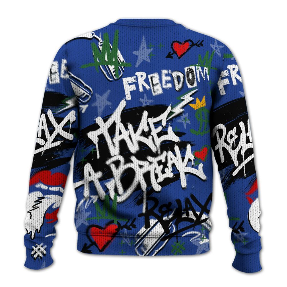 Knitted Sweater To Match Dunk Low Tennis Classic - Take Break Freedom Graffiti Streetwear