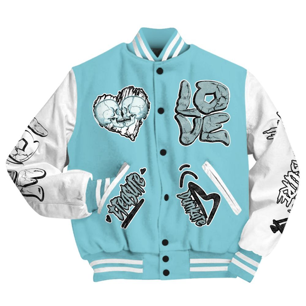 Varsity Jacket To Match Low Legend Blue 11s - Skull Bear All Over Print