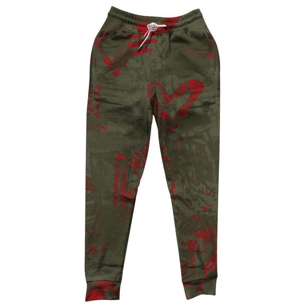 Sweatpant To Match Travis Scott Low OG Medium Olive 1s - Heart Grunge All Over Print