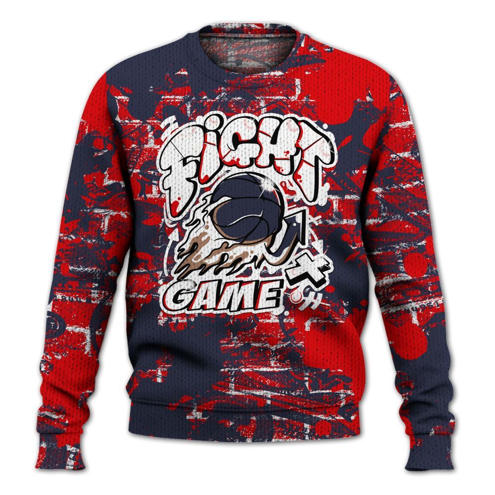 Knitted Sweater To Match Low OG Howard Bison 1s - Fighter Games Graphic Street Art