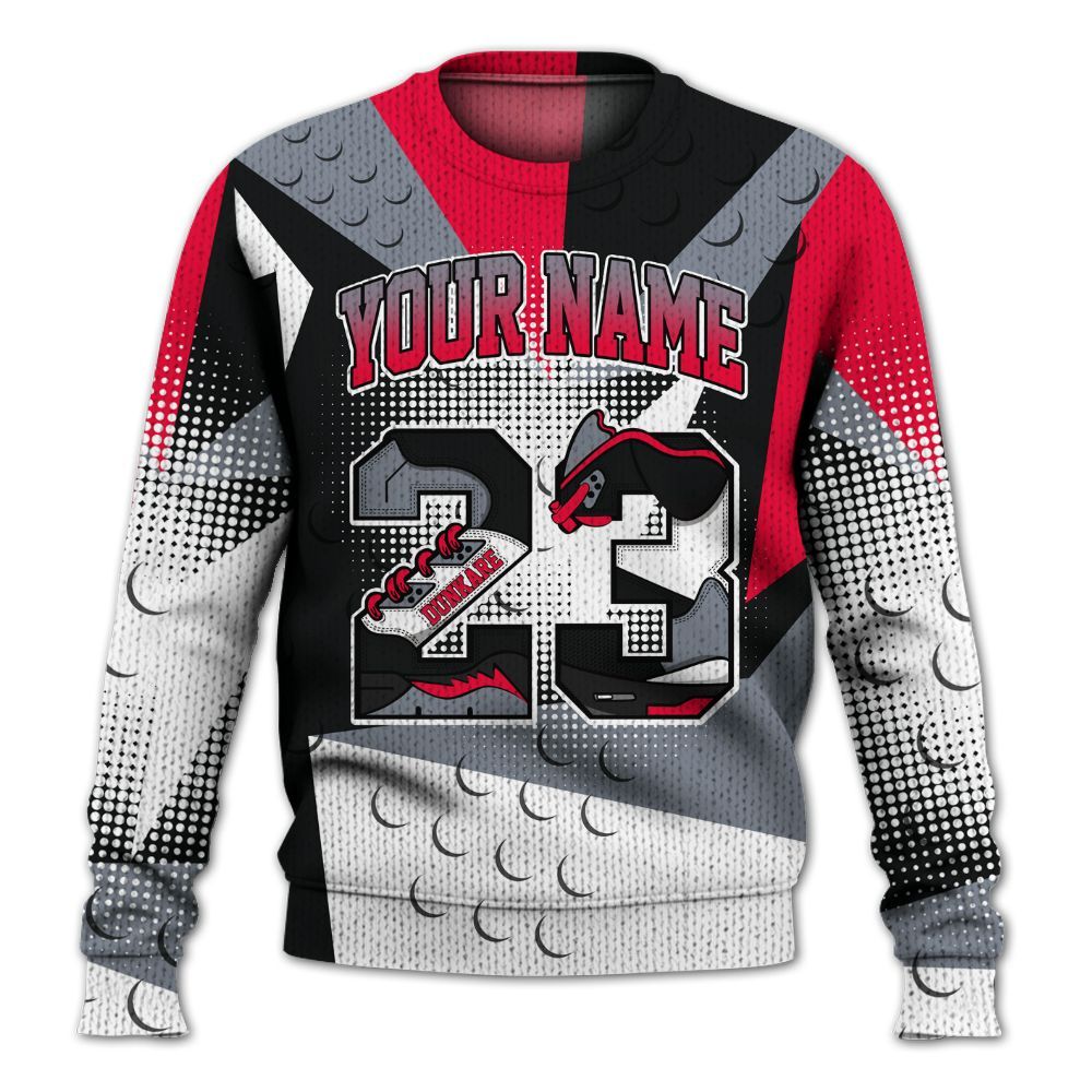 Knitted Sweater To Match Mid Black Metallic 1s - Poly Custom Name Number 23 5s