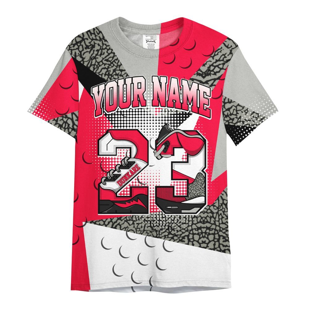 Shirt To Match Retro Fire Red 3s - Poly Custom Name Number 23 5s All Over Print