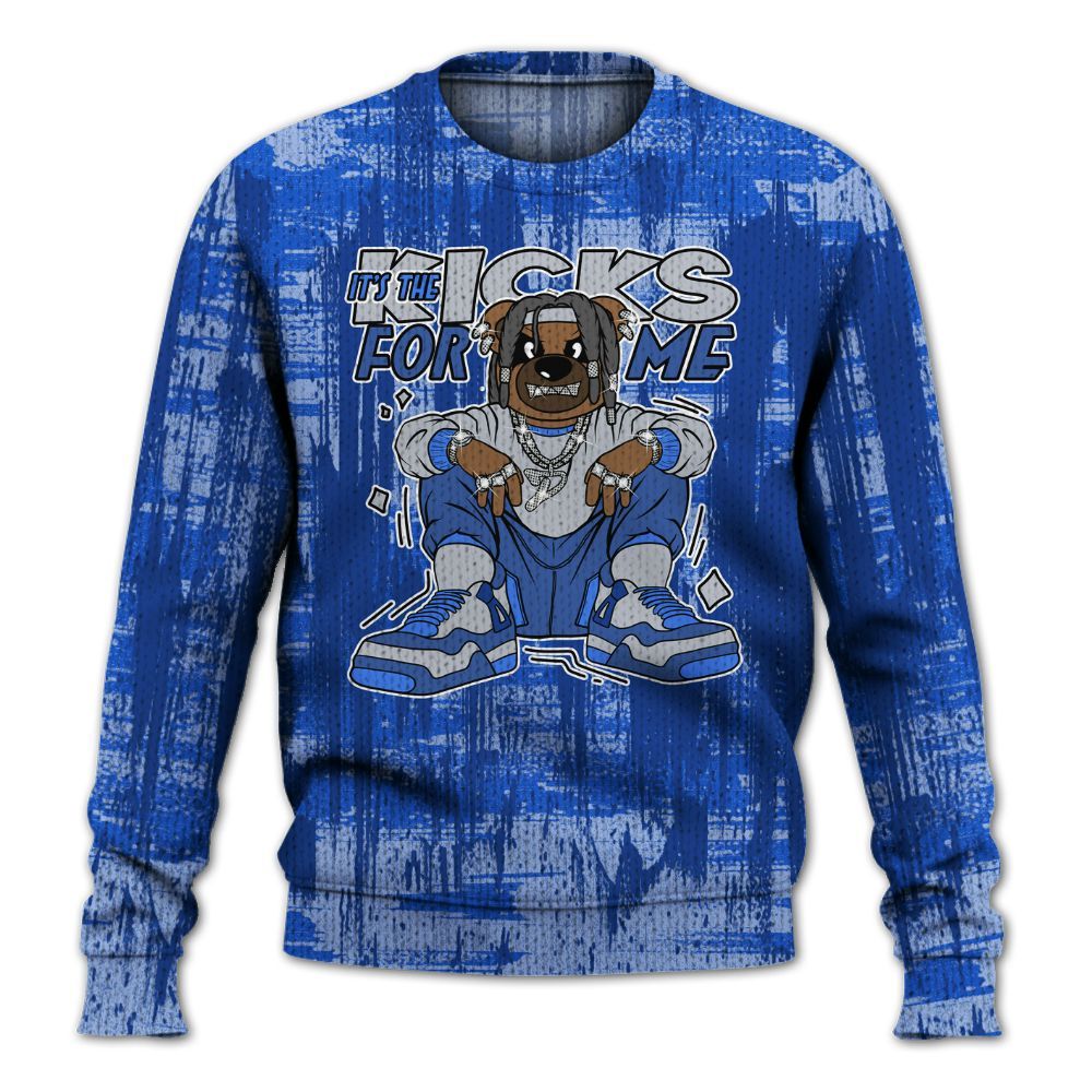 Knitted Sweater To Match Air Foamposite One Royal - Sneakers Bear Glitch Art