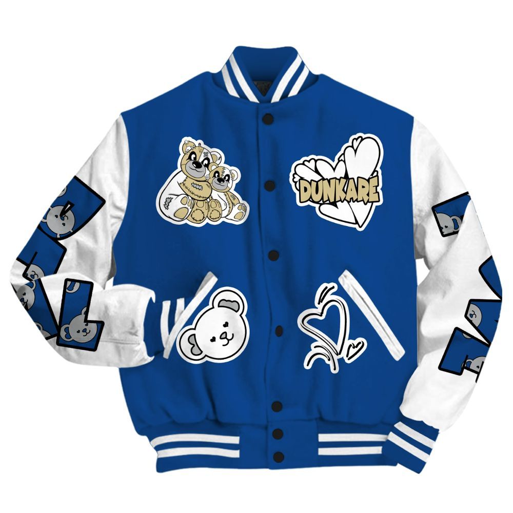 Varsity Jacket To Match Air Ship Royal Blue - Sincere Fondness Bear All Over Print