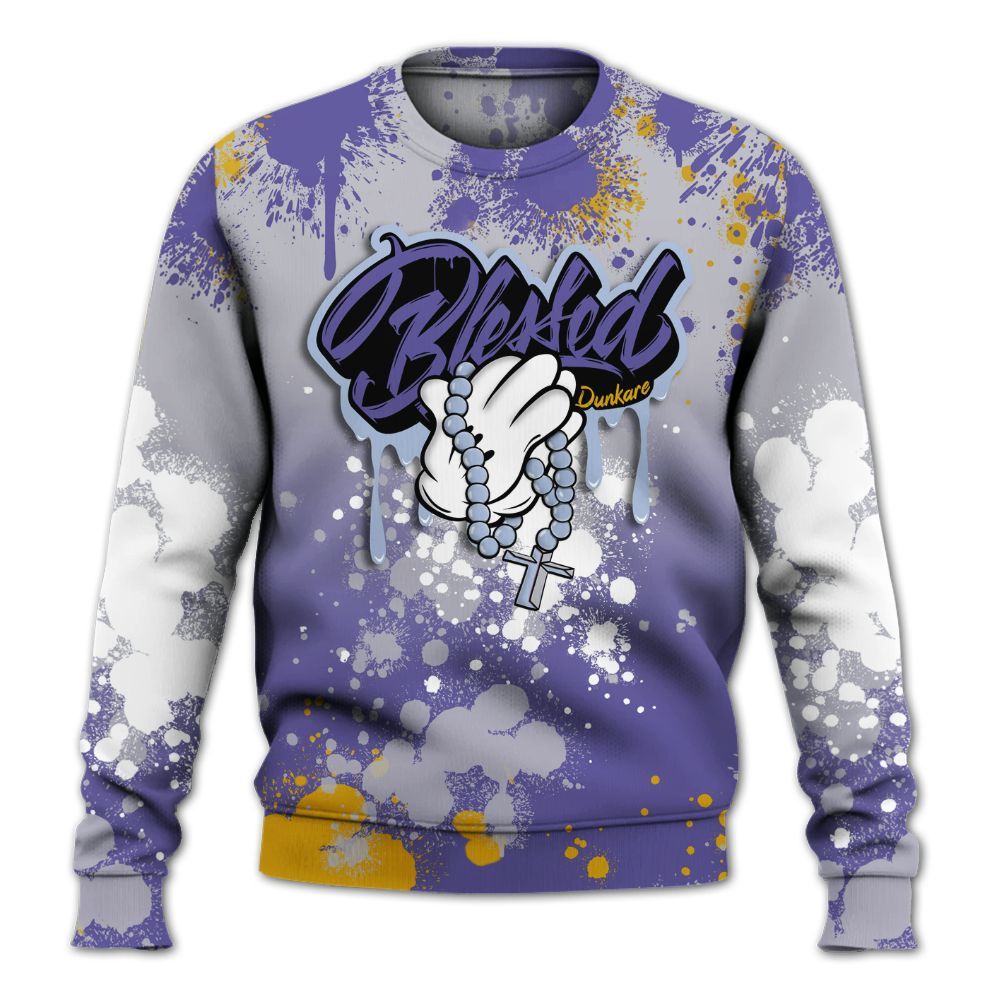 Sweatshirt To Match Lakeshow 4s - God Blessed Ink Drip All Over Print