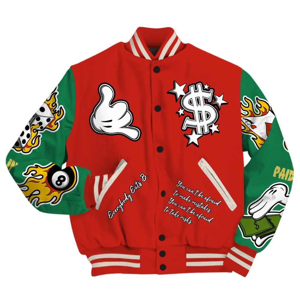 Varsity Jacket To Match Retro El Vuelo 3s - Everybody Paid In Full Graphic All Over Print