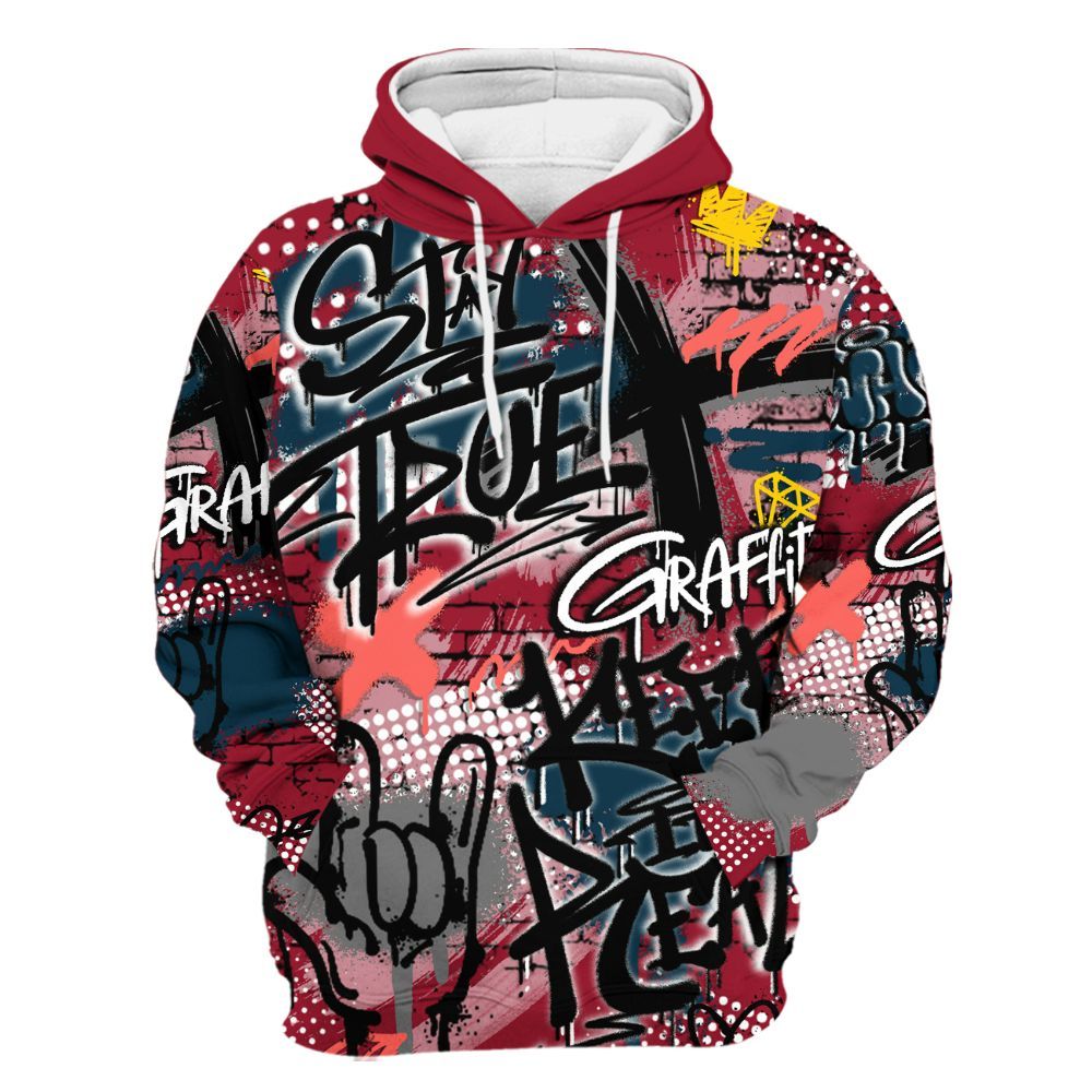 Hoodie To Match Mid Multi Color 2022 1s - True It Real Graffiti Streetwear All Over Print