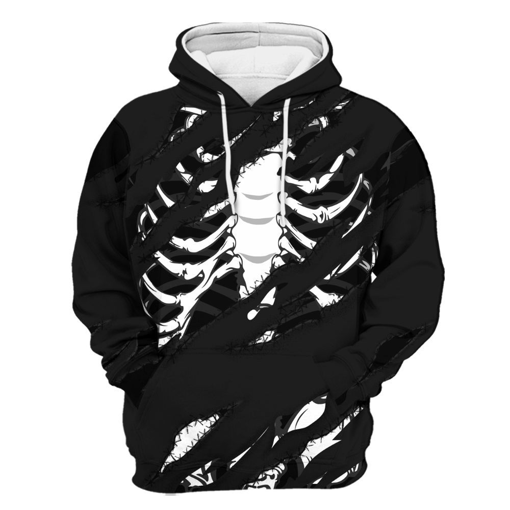 Hoodie To Match White Thunder 4s - GOT 'EM Skeleton Scratch All Over Print