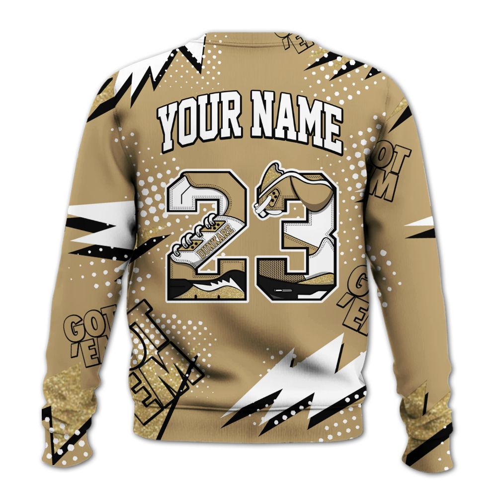 Sweatshirt To Match High OG Black Metallic Gold 1s - Custom Name Number 23 5s All Over Print
