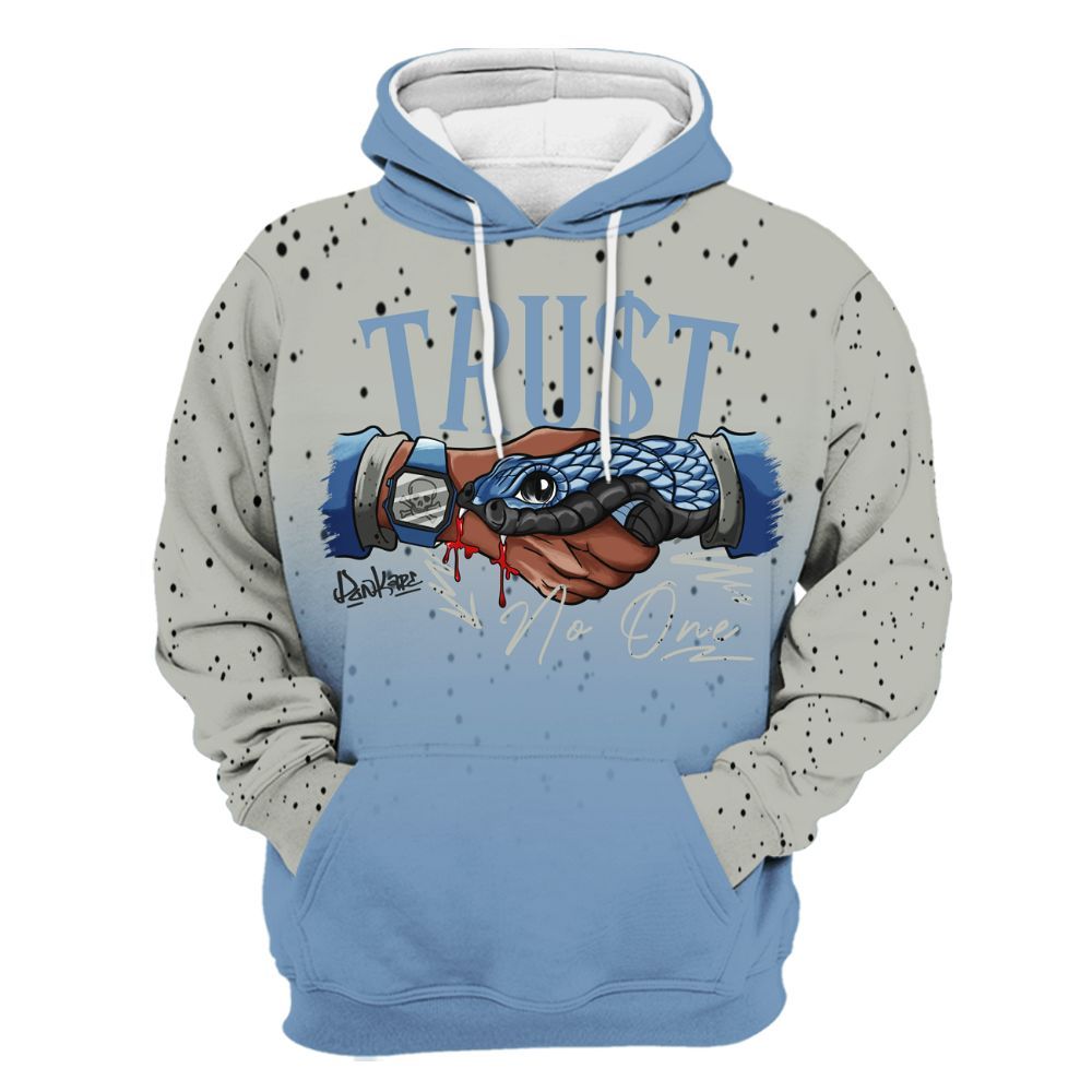 Hoodie To Match University Blue 4s - Snake Trust No One Drip All Over Print