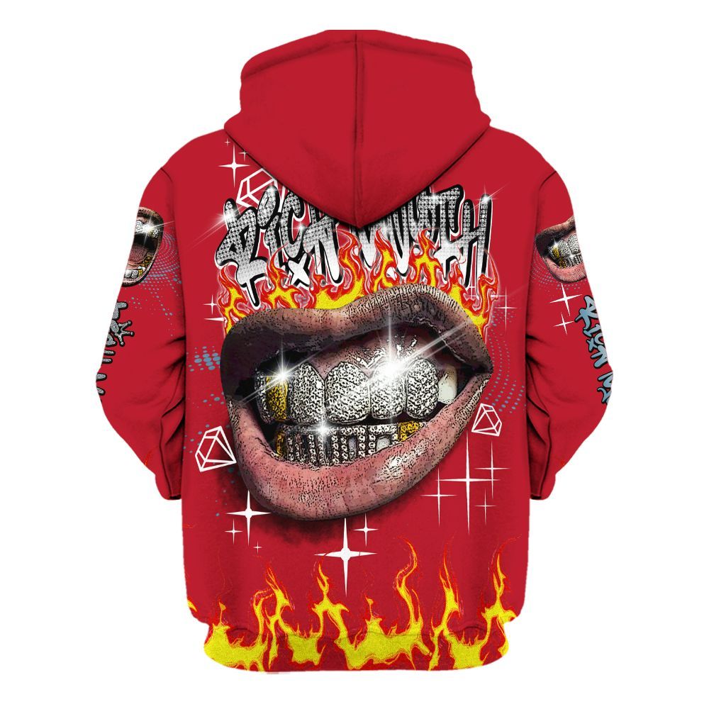 Hoodie To Match Retro Raging Bull 5s - Rich Mouth Fire Rap Retro 90s All Over Print