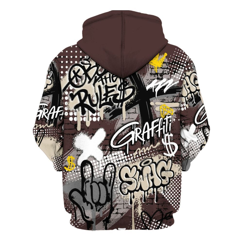 Hoodie To Match Burgundy Crush 3s - True It Real Graffiti Streetwear All Over Print