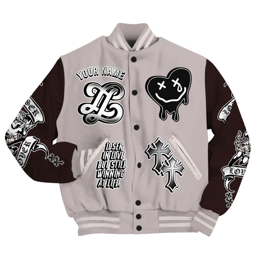 Varsity Jacket To Match AMM Air Smokey Mauve 6s - Loser Lover All Over Print